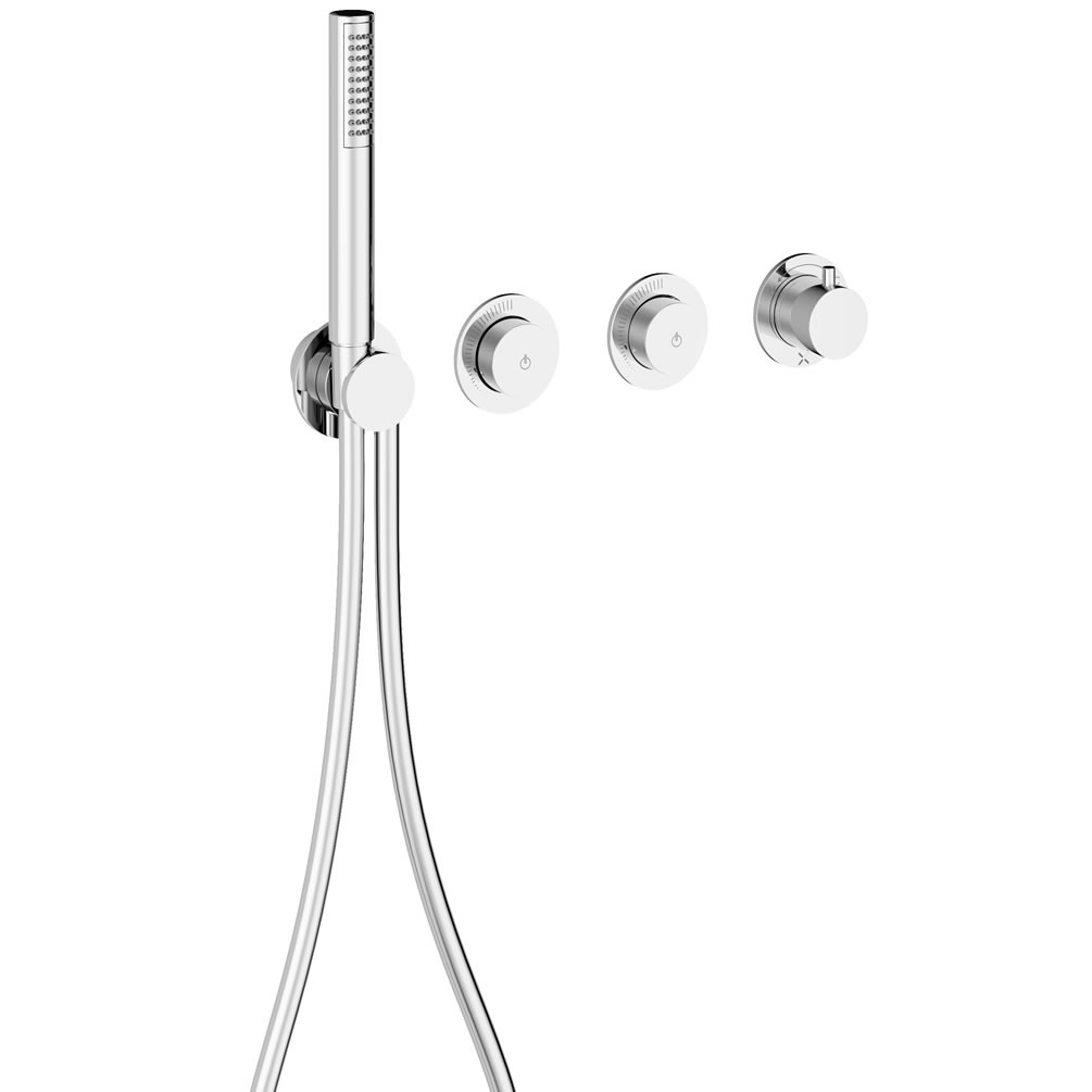 Cutout image of Crosswater Module Push Chrome Dual Outlet Shower Valve & Handset